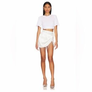 White & Silver Wrap Fringe Skirt